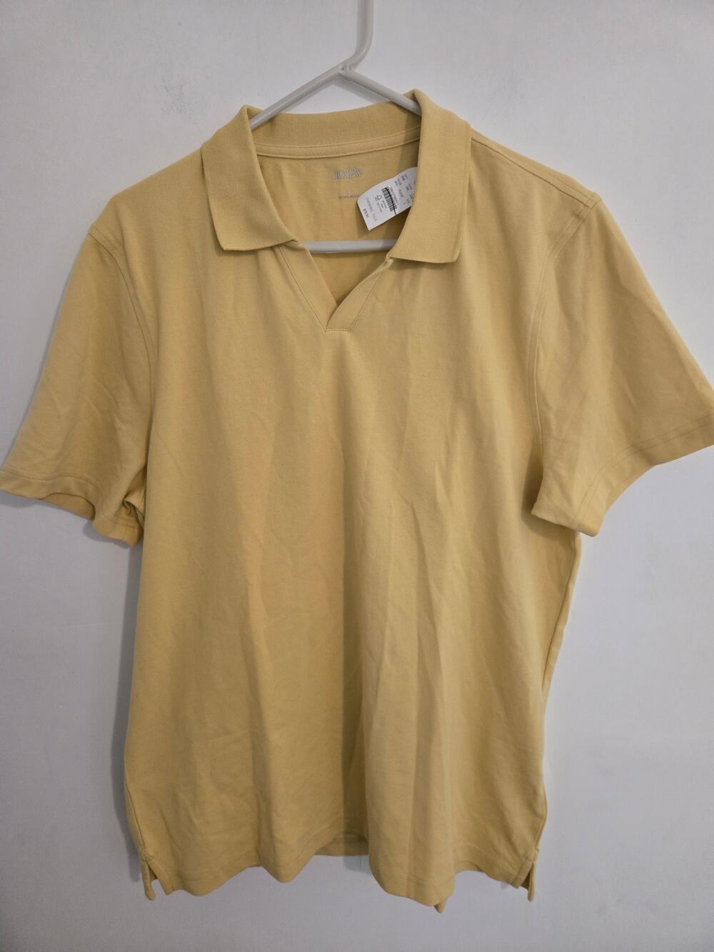 J.crew mens flex pique johnny collar polo shirt yellow size L style CQ745